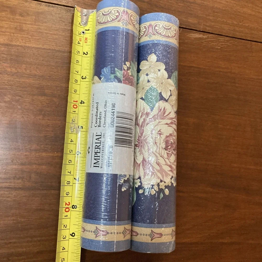 Imperial Coordinated Borders Wallpaper Border 5 yd Lot of 2 Blue Floral ME8192B